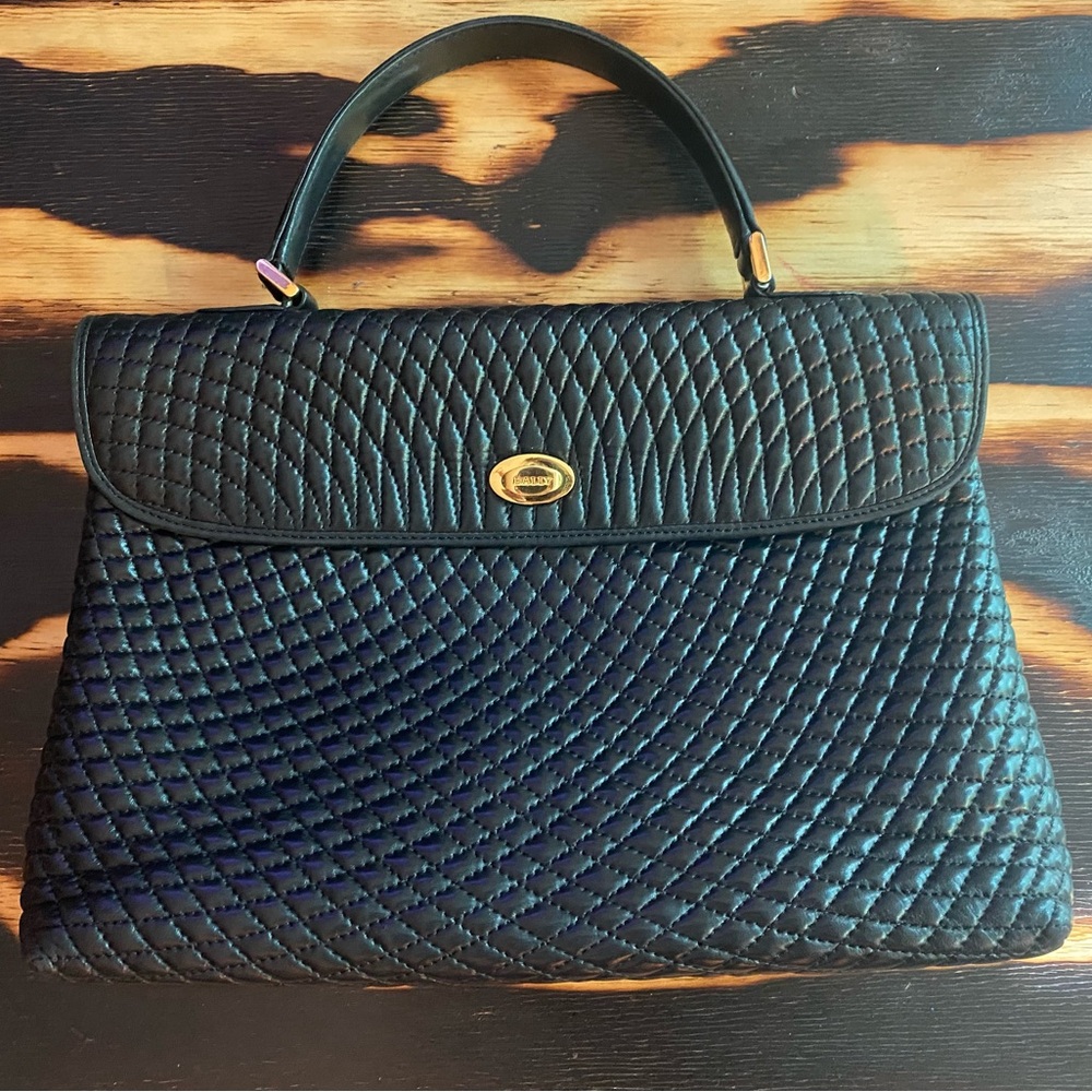 Beautiful Bally Black Quilted Shoulder Bag with Gold Hardware